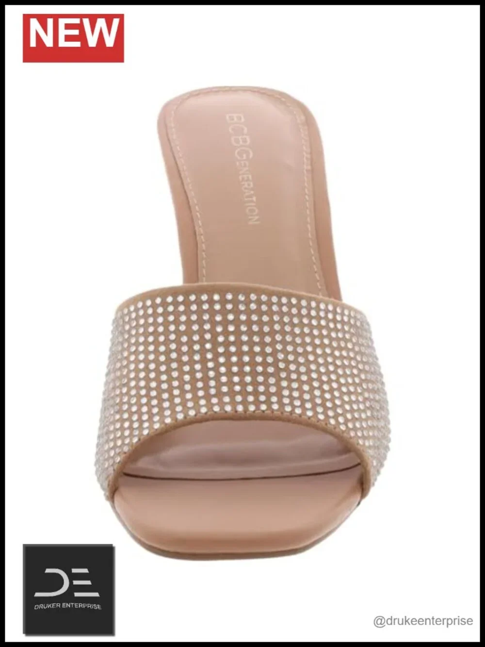 BCBGeneration Giani-2 Wedge Sandals Faux Leather Rhinestone Peep Toe 3.4